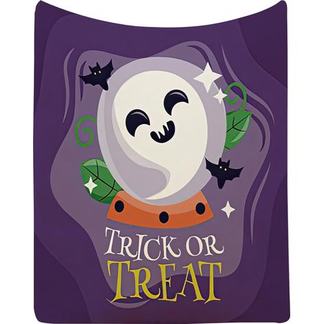 Couverture En Flanelle - Motif Citrouille Halloween - Pour Canapé Lit Décoration Intérieure - 150 x 200 cm - Polyester - Noir (1/3)