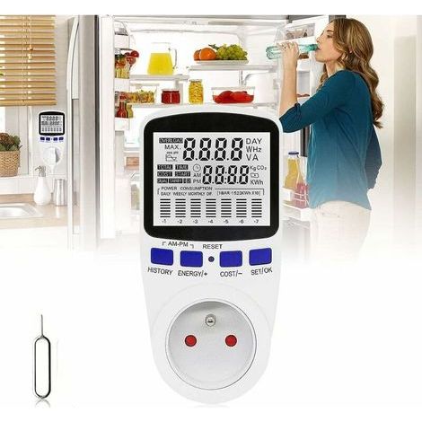 Pack Wattmètre Prise Compteur d'énergie, Double Tarif Compteur, Prise Compteur dÉnergie électrique, Compteur de Consommation dénergie électrique avec 7 Mode et lécran LCD, Max 3680W (1/5)