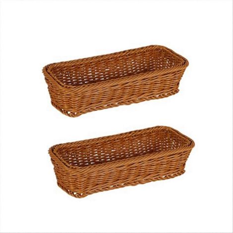 Aufbewahrungskorb aus gewebtem Kunststoff und Rattan für Löffel, Gabel, Messer und Essstäbchen A (1/5)