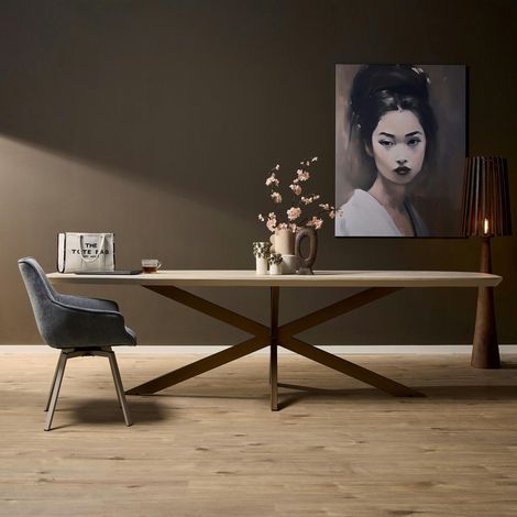 Table à manger bois sable bords arrondis 240 cm CORTINA (1/5)