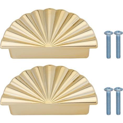 Lot de 2 Poignées d'armoire en Alliage de 2,52 Pouces Pièce de Rechange 64 mm Poignée de Tasse Poignées de Tiroir Adaptées Aux Meubles de Commode Armoire Porte de Cuisine Or (1/5)