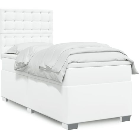 Cama box spring con colchón cuero sintético 100x200 cm