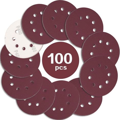 Ineasicer Disque de Ponçage Grain Disques a Poncer Abrasifs Trous pour et Polir pour Ponceuse Excentrique 100pcs 125mm 400 8 Papier (1/5)