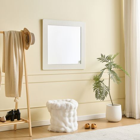 CHICFURN Espejo de pared cuadrado 80x80 cm con marco MDF blanco de rayas verticales (1/5)