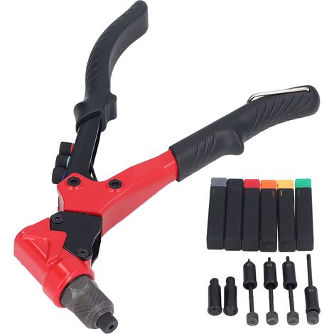 Kit pistolet à rivets universel avec outil d’alésage intégré, 6 têtes interchangeables manuelles (1/5)