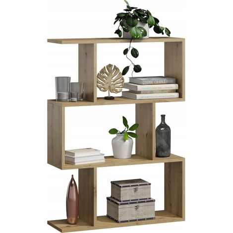 Bask 3 Artisan Eichenregal, stehend, Trennwand für Wohnzimmer, Büro, Schlafzimmer MK (1/3)
