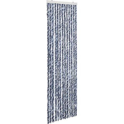 vidaXL Cortina mosquitera chenilla azul blanco y plateada 56x185 cm (1/2)