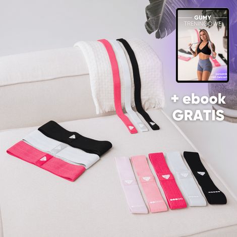 Set – Mini-Stirnband, Hüftband und Powerband im Kaugummi-Design