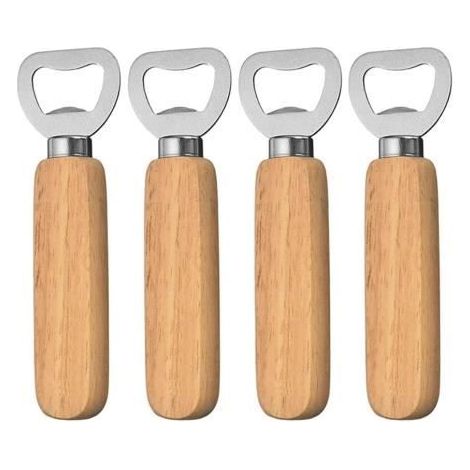 4 Pièces Décapsuleurs avec Poignée en bois Personnalisés Ouvre Bouteille de Bière pour la Maison Cuisine Bar Cadeau (1/4)