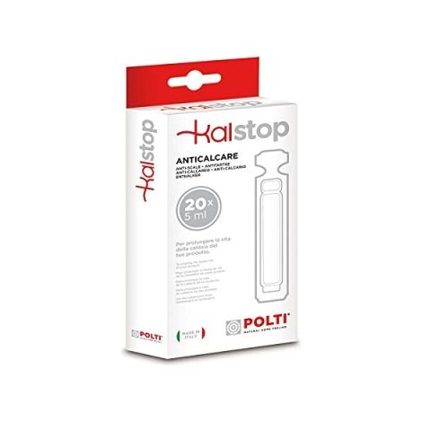 Polti – Détartrant naturel en dosettes jetables 5 ml – Protège contre le calcaire – Pour nettoyeurs à vapeur et fers à repasser – Biosourcé et biodégradable