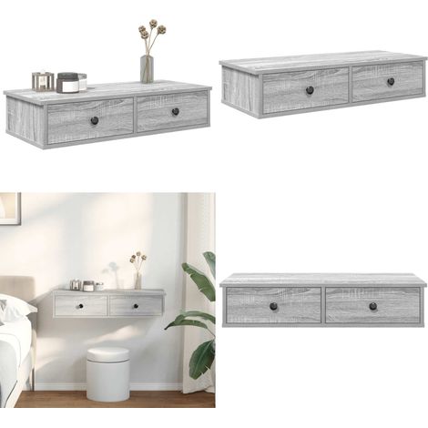 vidaXL Wandregal mit Schubladen Grau Sonoma 80x31x17 cm Holzwerkstoff (1/5)