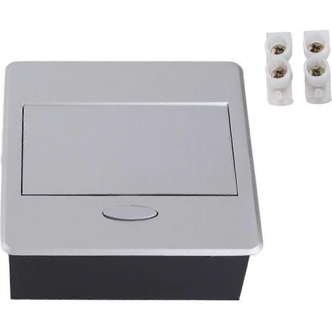 Multiprise encastrée pour bureau avec 2 prises universelles et boîtier de connexion encastré pour les visioconférences.
