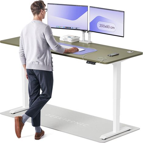 Desktronic Bureau assis debout HomePro - 200x80cm - Blanc/Vert