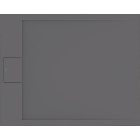 Ideal Standard - Ultra Flat S i.life, Piatto doccia rettangolare 100x80 in resina, Piletta di scarico lato corto, Finitura opaca effetto pietra, Grigio cemento (1/5)