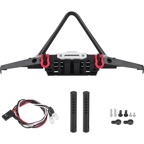 Pare-chocs avant en acier avec éclairage LED pour voiture télécommandée Axial SCX10 90046 (1/5)