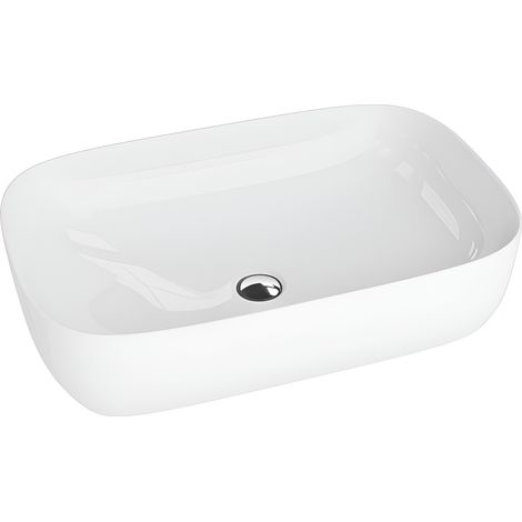 Vasque à poser LAVITA Vasque à poser élégante et compacteProduit en porcelaine de haute qualité rectangulaire 60x38,5x14,5 cm  Blanc brillant