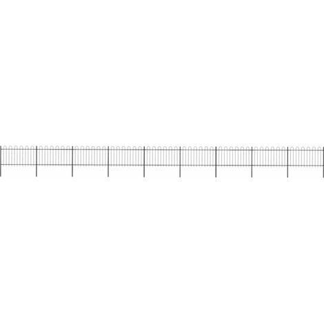 vidaXL Garden Fence with Hoop Top Steel 1506x100 cm Black (1/5)