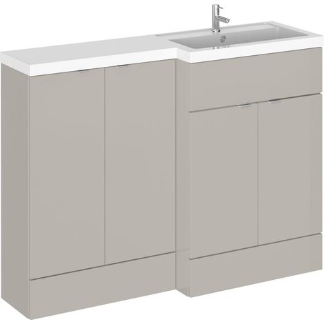 Alrewas Contemporary 2 Door Right-Hand Floor Standing Combination Unit with Basin, Pebble Grey, 1200mm (1/4)