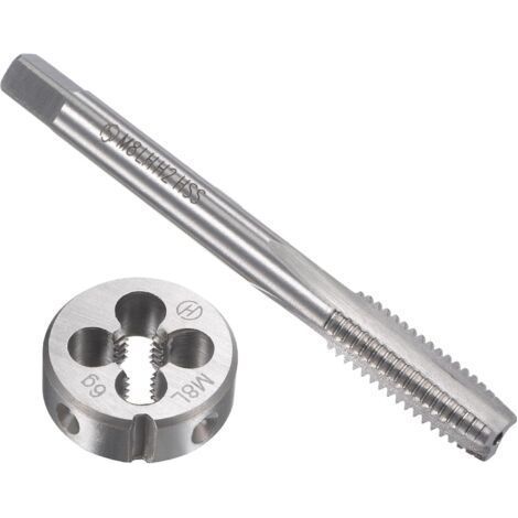Jeu de tarauds machine HSS M8 x 1,25 mm à filetage métrique à gauche avec filière ronde en acier à outils allié (1/5)
