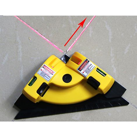 Niveau laser à angle droit, projection infrarouge horizontale et verticale, boîtier plastique intégré, jaune, pour carrelage (1/3)