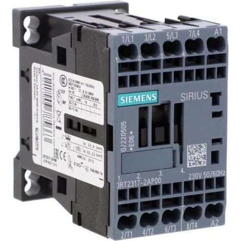 Schütz S00 AC-1 14,5 kW / 400 V AC-1 22 A AC 230 V 50/60 Hz 4R 4P Federkontakt 3RT2317-2AP00