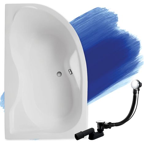Baignoire Bain d'angle 170x110 Gauche, Siphon de bain et pieds (support) - Set 3en1 - Fabriqué en UE - BADLAND DORA