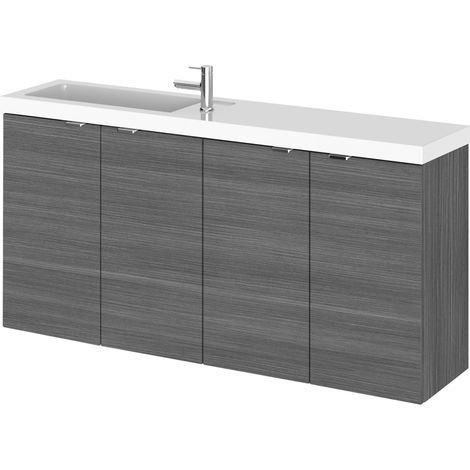 Hudson Reed Fusion Compact Anthracite Woodgrain 1000mm Wall Hung 4 Door Combination Vanity Unit - CBI543 (1/3)