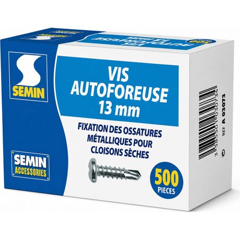 SEMIN Vis Autoforeuses TRPF 3,5 x 13 mm - Tête Ronde Pointe Foret - Vis Métal sur Métal pour Ossature Cloison Sèche - Acier Zingué Antioxydation - Boîte de 500 Vis (1/5)