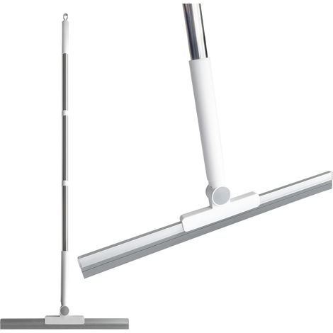 Balai Raclette Sol en Silicone avec Manche de 133cm, Élimine l'eau, Les Poils d'animaux et Le Savon, Idéal pour Douche, Vitres et Miroirs (Blanc 32cm) (1/5)