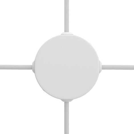 Kit Mini rosace cylindrique en métal avec 4 trous latéraux (boîte de dérivation) Blanc mat (1/4)