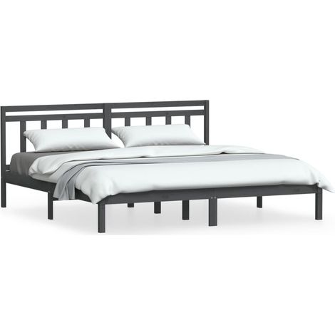 Maison Exclusive - Massivholzbett Grau Kiefer 200x200 cm