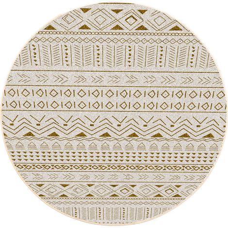 Runder Teppich NOVO Strado, modernes Beige, orientalisches Muster, für das Wohnzimmer, Sahara, 120 x 120 cm