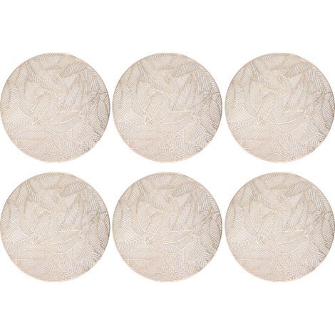 Lot de 6 sets de table ronds dorés ajourés en PVC écologique résistant à la chaleur, 38 cm de diamètre. (1/5)