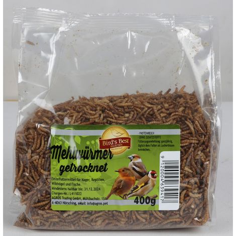 4x 400g getrocknete Mehlwürmer Futter für Nager Reptilien Wildvögel Fische 1,6kg 4er