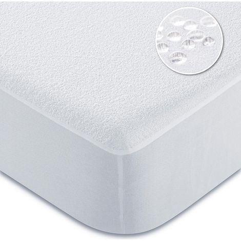 Super Protège-Matelas en Coton Éponge Imperméable 90 x 190/200 cm (1/5)