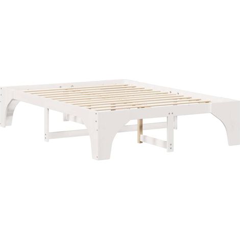 Lit double，Lit adulte，Cadre de lit surélevé Blanc 140 x 200 cm Bois massif en pin CFW7480428 (1/5)