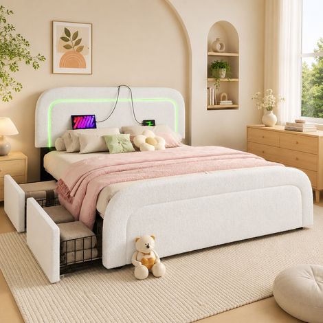 Cama matrimonio 160x200 con cajones y USB Sherpa DESVIAE (1/5)