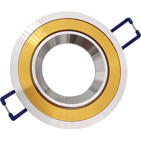 Portafaretto Tondo Oro satinato orientabile incasso cartongesso per faretti led GU10 con ghiera svitabile argento (1/4)