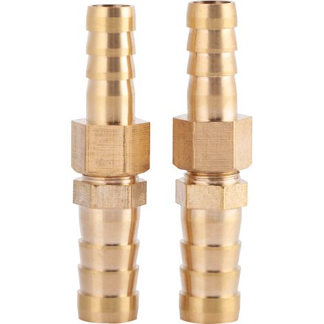 Raccord en laiton pour tuyau d'arrosage, réducteur à embout cannelé, connecteur de réduction (8 mm-12 mm, 2 pièces)