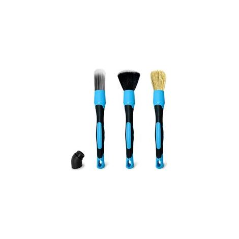 Lot de 3Ensemble Brosses D’esthétique Automobile avec 15° Connecteur Coudé Brosse époussetage Automatique pour Le Nettoyage des Voitures Camions VUS RV Moteur Tableau Bord Sièges Roue Poignée