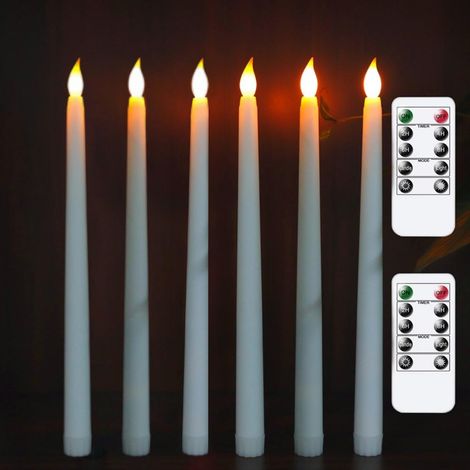 Set mit 6 flammenlosen LED-Stabkerzen mit warmem, flackerndem Licht und 2 Fernbedienungen für Weihnachts-, Thanksgiving-, Halloween-, Heim- und Hochzeitsdekorationen (1/5)