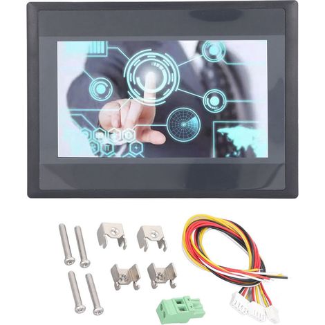 Écran tactile HMI 7 pouces TFT LCD contrôle PLC 12 entrées 8 sorties sortie relais DC 24V 5A pour FX3U-20/40/48MRT (1/5)