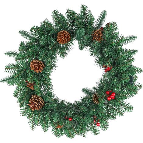 Guirlande de Noël Christmas Garland 50cm Noël Artificielle Garland Décoration de Noël avec des baies et des pommes de pin (vert) HENGMEI (1/5)