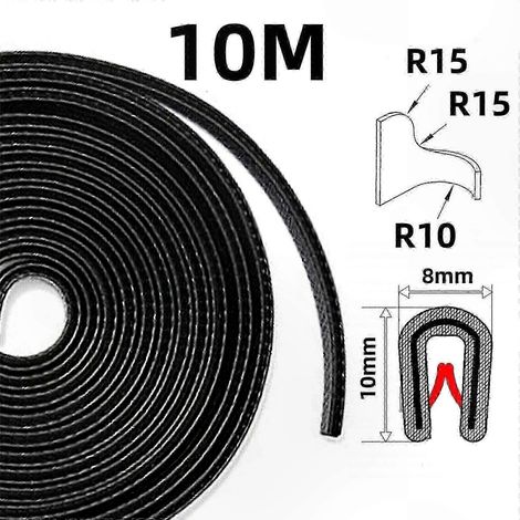 10 m Kantenschutz, schwarze Gummikante für robuste Befestigung, flexibler Schutzstreifen, stoßdämpfendes Kantenprofil, hochbelastbare Klemmplatte, 10 Laufmeter, für den Außen- und Innenbereich, erhöht (1/5)