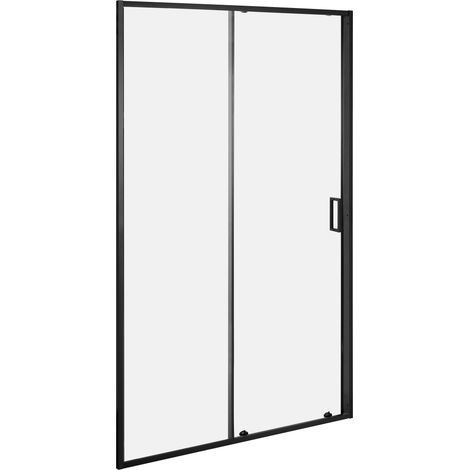 Tempered Glass Sliding Shower Door Black Tempered Glass Aluminium Frame 1200 x 1900 mm Transparent YAURI (1/5)