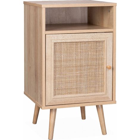 Scandi-style bedside table with drawer, Boheme, Natural, 39x40x70 cm (1/5)