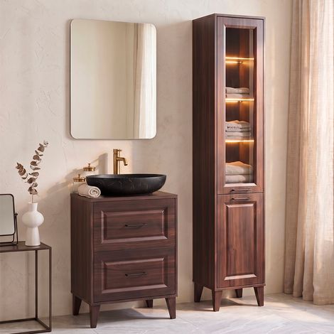 Set di mobili da bagno con lavabo Moka marrone 60cm (1/5)