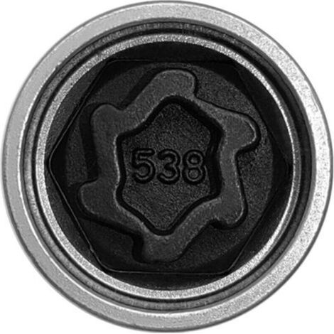 Clé à douille antivol pour écrou de roue de sécurité – Acier argenté – Compatible Volkswagen Security Master 538 – Dimensions 3,7 x 2,8 x 2,8 cm
