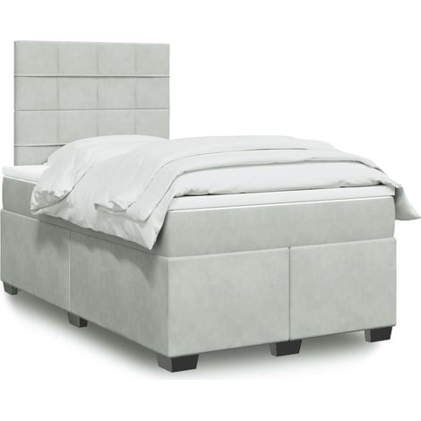 Boxspringbett mit Matratze Hellgrau 120x200 cm Samt