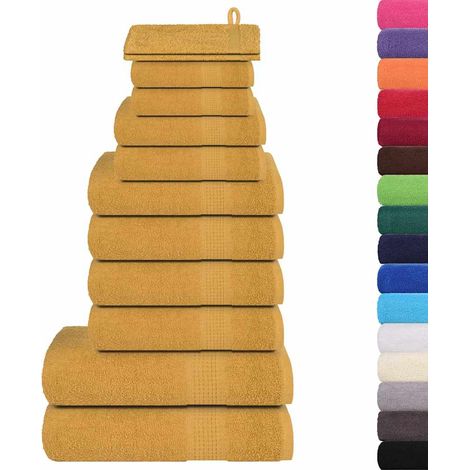 vidaXL Ensemble de serviettes FROGN 12 pcs doré 360 g/m²